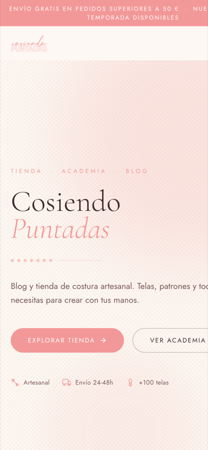 Cosiendo Puntadas en móvil